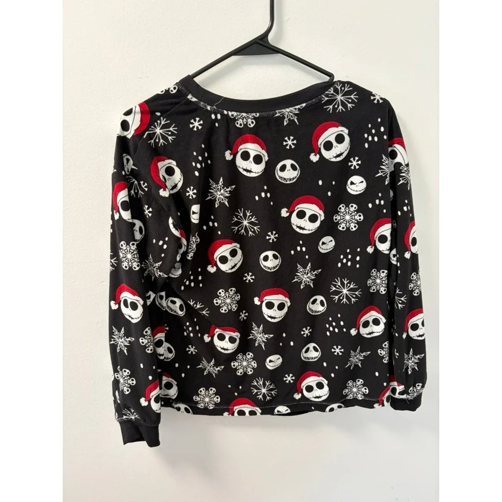 Disney Nightmare Before Christmas Jack Skellington Santa Pajama Top Black Small